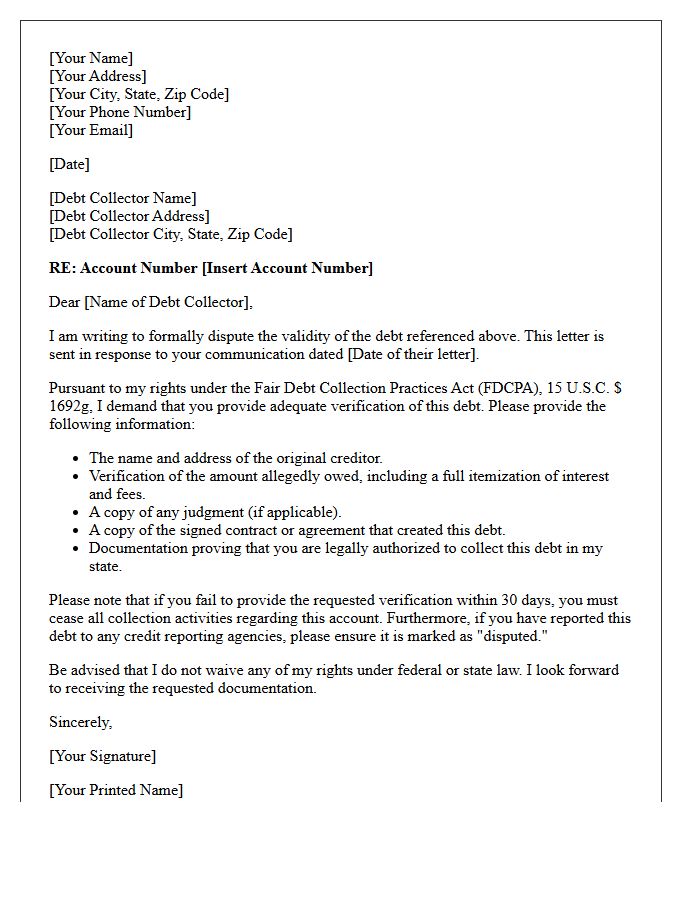 Demand for Adequate Debt Verification Letter