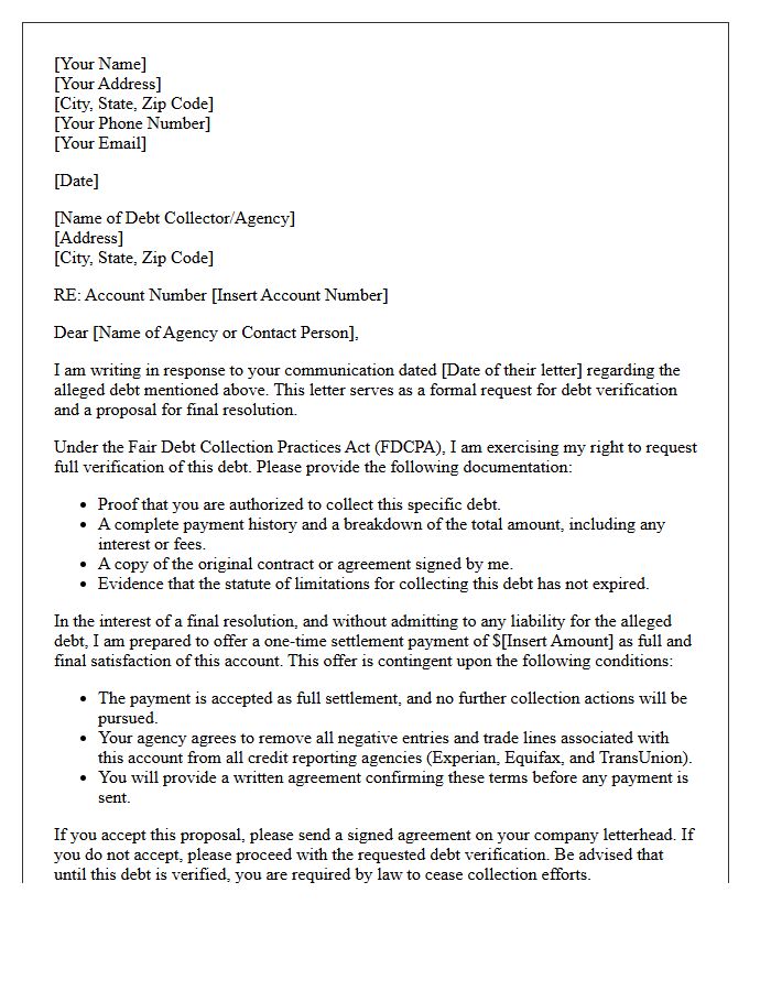 Debt Verification and Final Resolution Letter