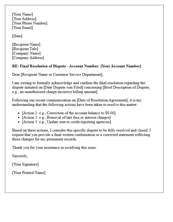 Final Resolution of Account Dispute Letter