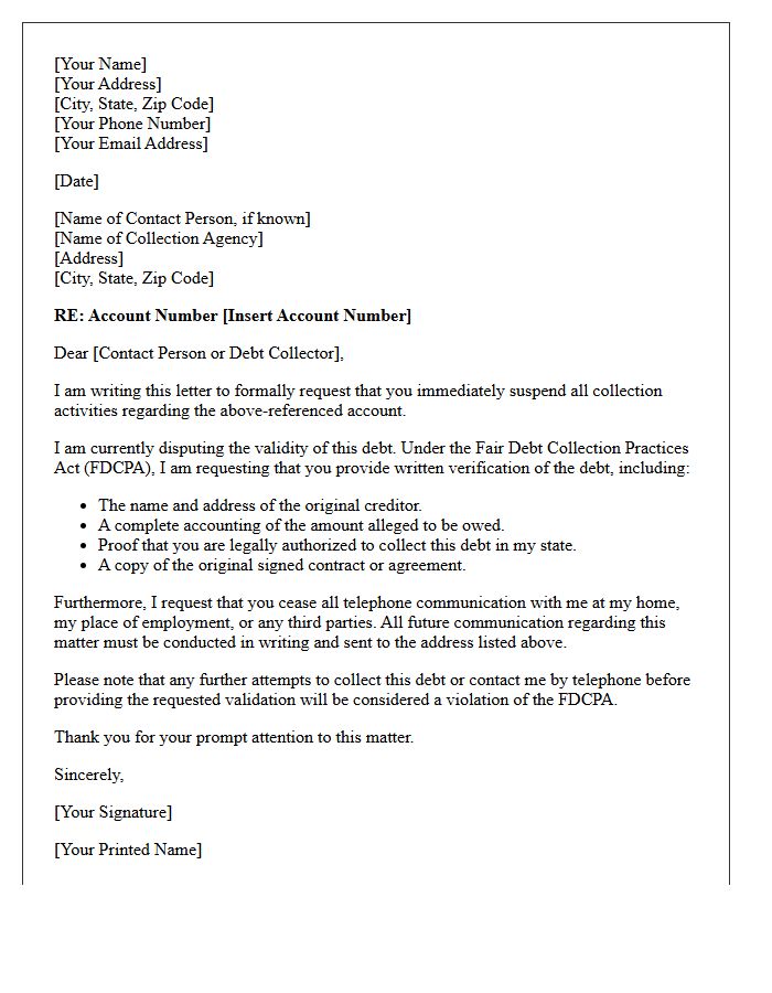 Suspension of Collection Activities Letter