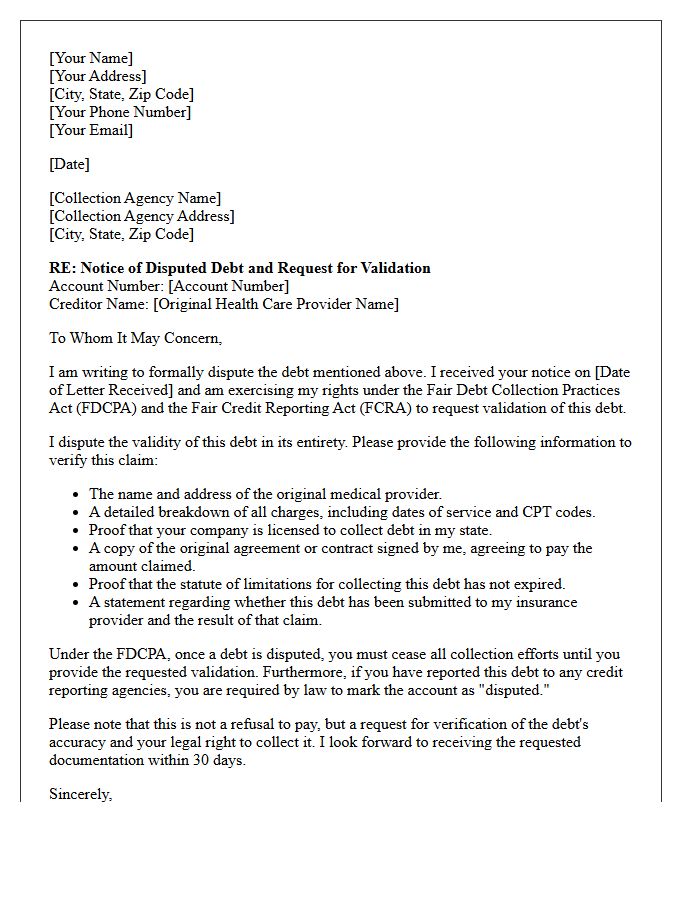 Notice of Disputed Medical Debt Investigation Validation Letter