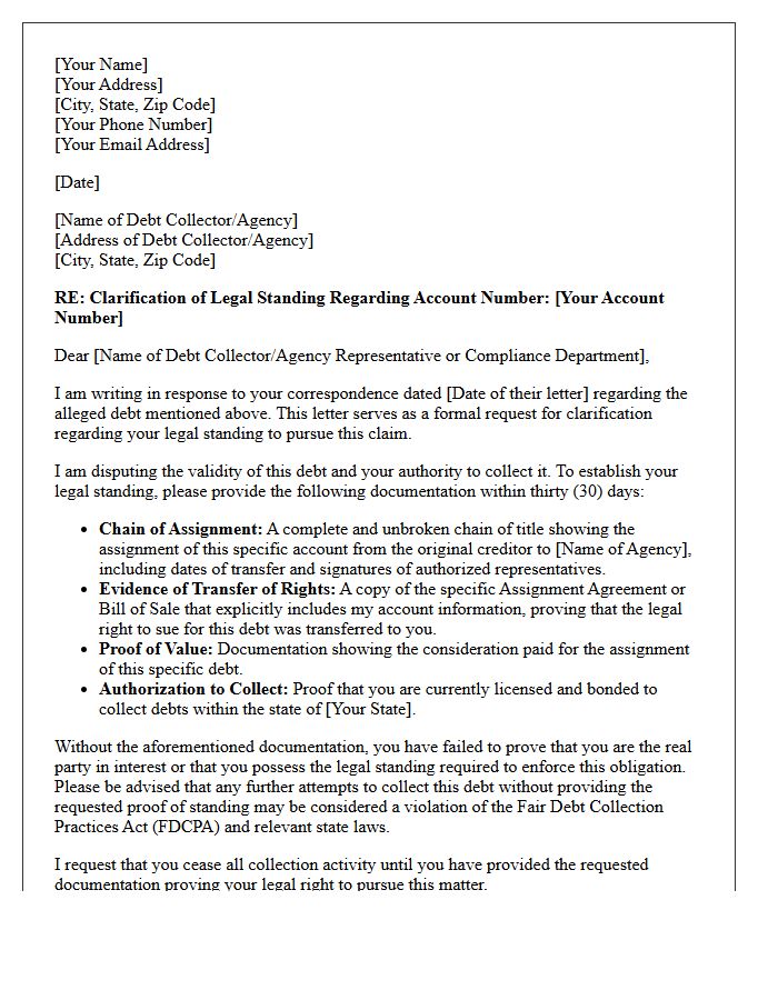 Clarification Letter Explaining Legal Standing in Debt Assignment Dispute