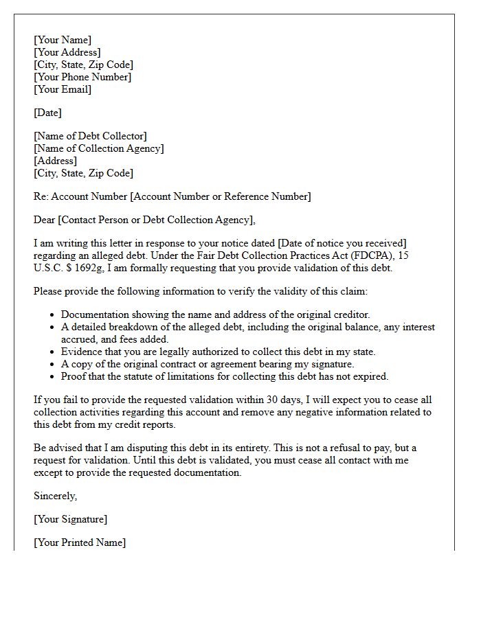 Debt Validation Response Letter
