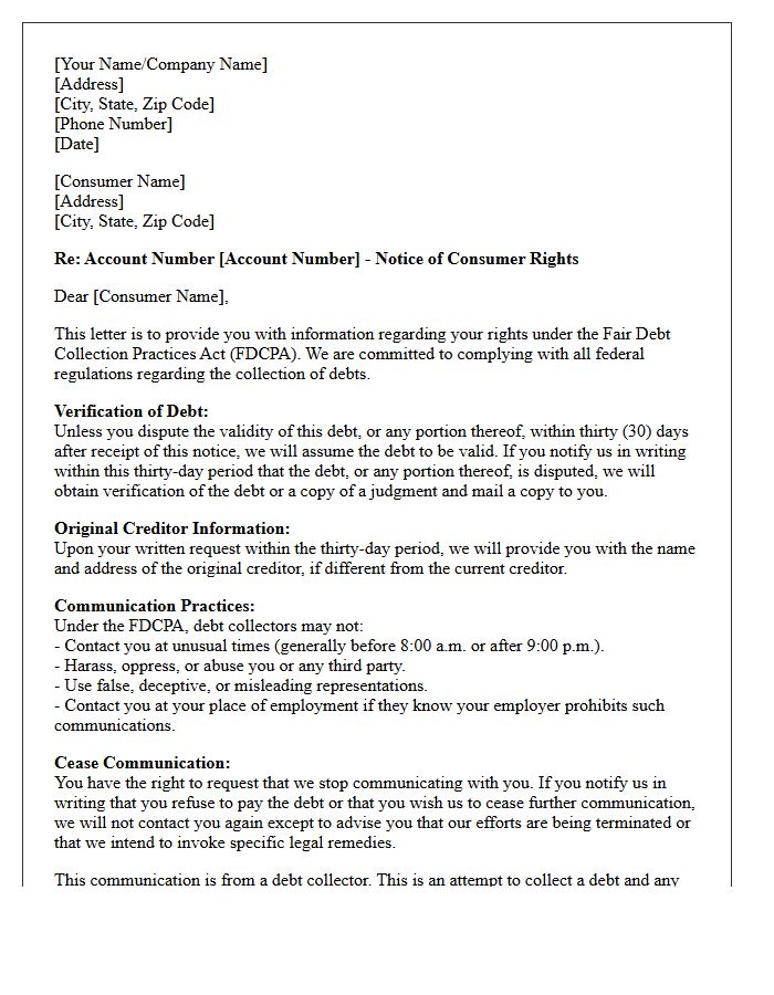 Fair Debt Collection Practices Act Compliance Explanation Letter