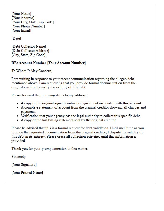 Original Creditor Documentation Forwarding Letter