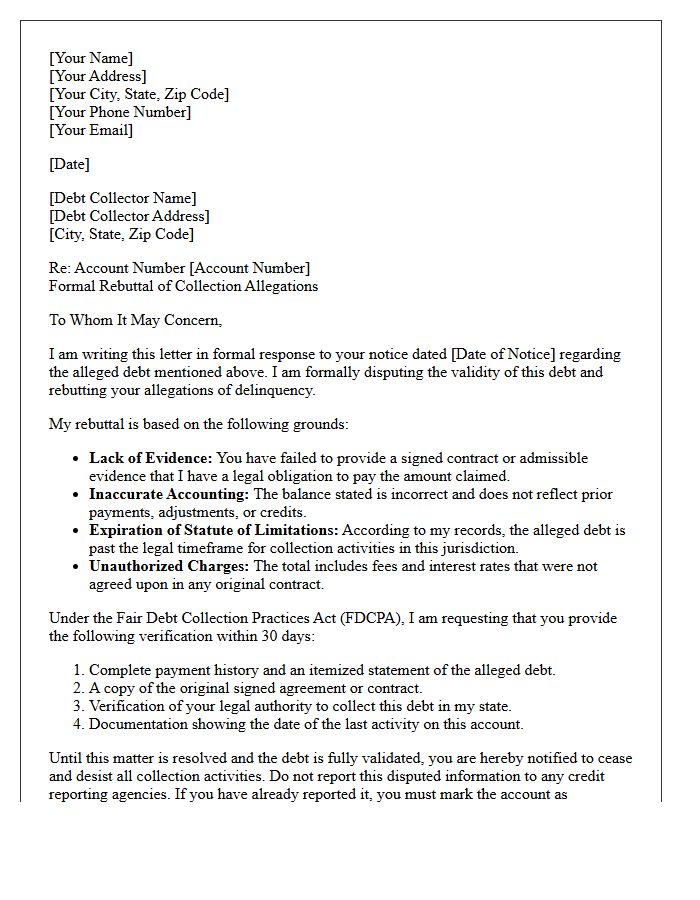 Rebuttal of Unlawful Collection Allegations Letter