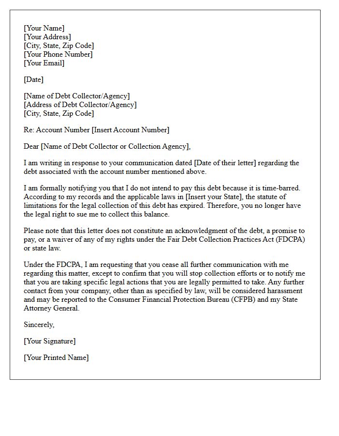 Time-Barred Debt Acknowledgment Letter
