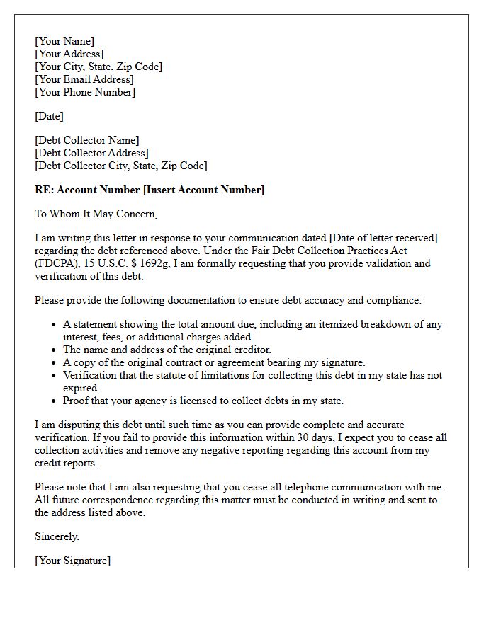 Verification of Debt Accuracy and Compliance Letter