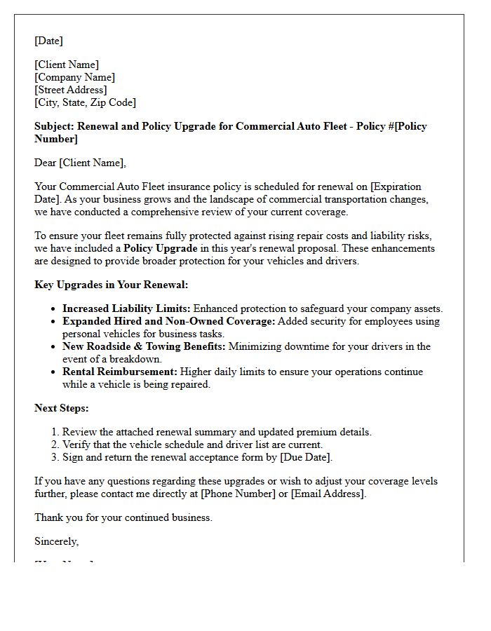 Policy Upgrade Commercial Auto Fleet Renewal Letter