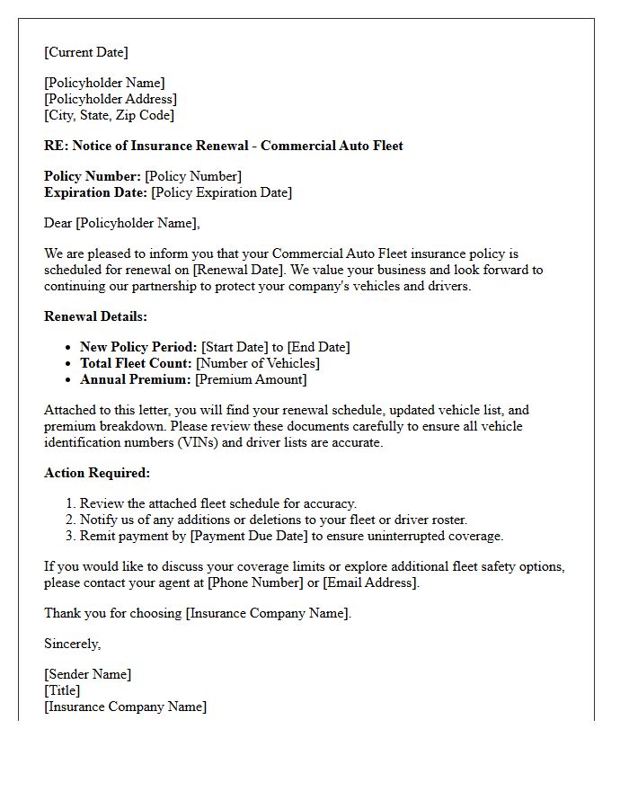 Standard Commercial Auto Fleet Renewal Letter