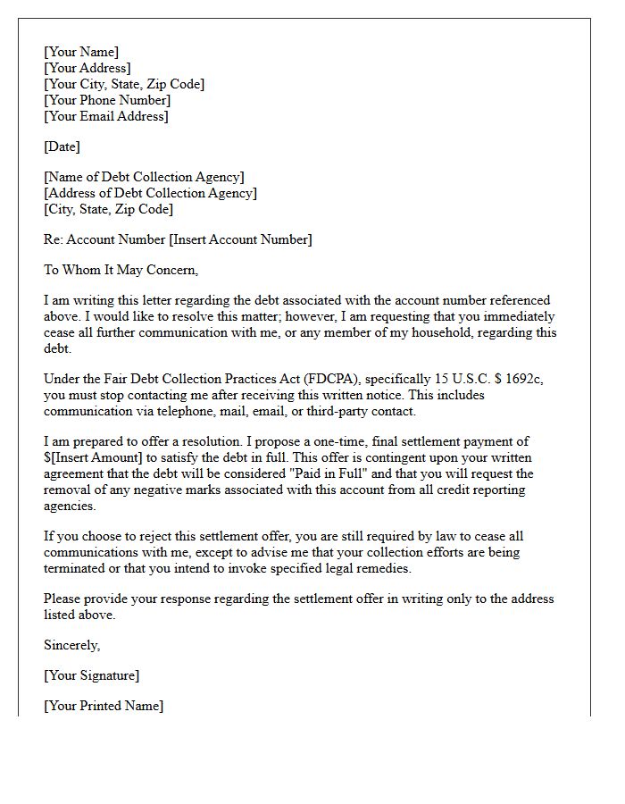 Debt Resolution and Communication Cessation Letter