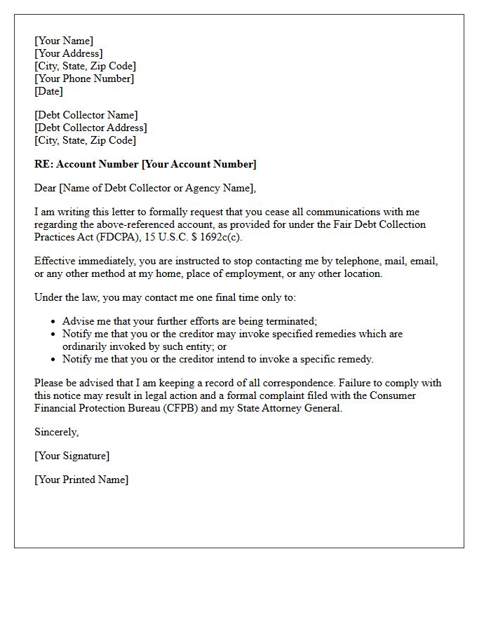 Letter Confirming Cessation of Third-Party Debt Collection Communications