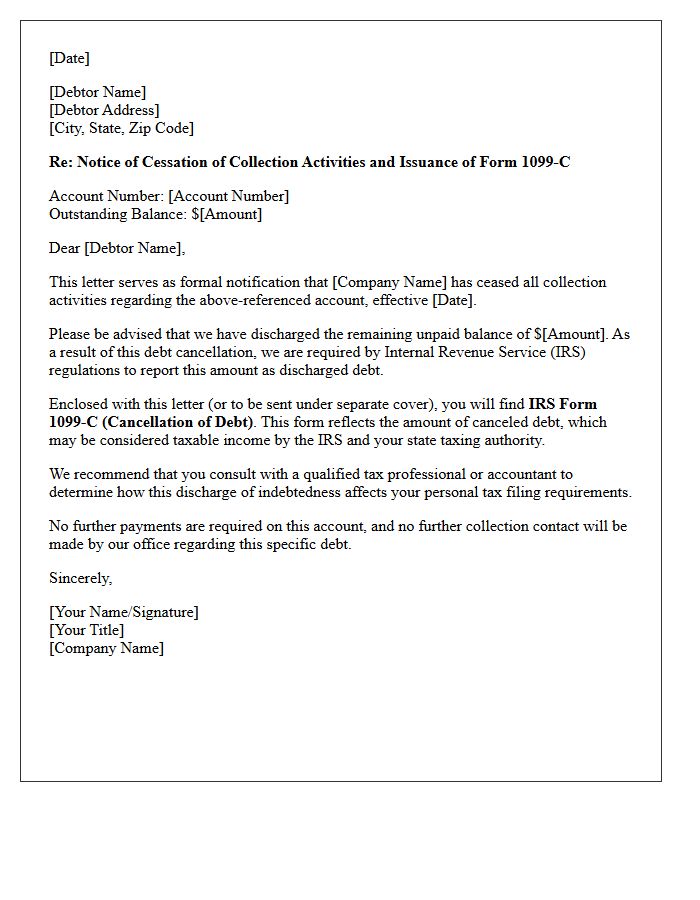 Final Collection Halt and Tax Document Issuance Letter
