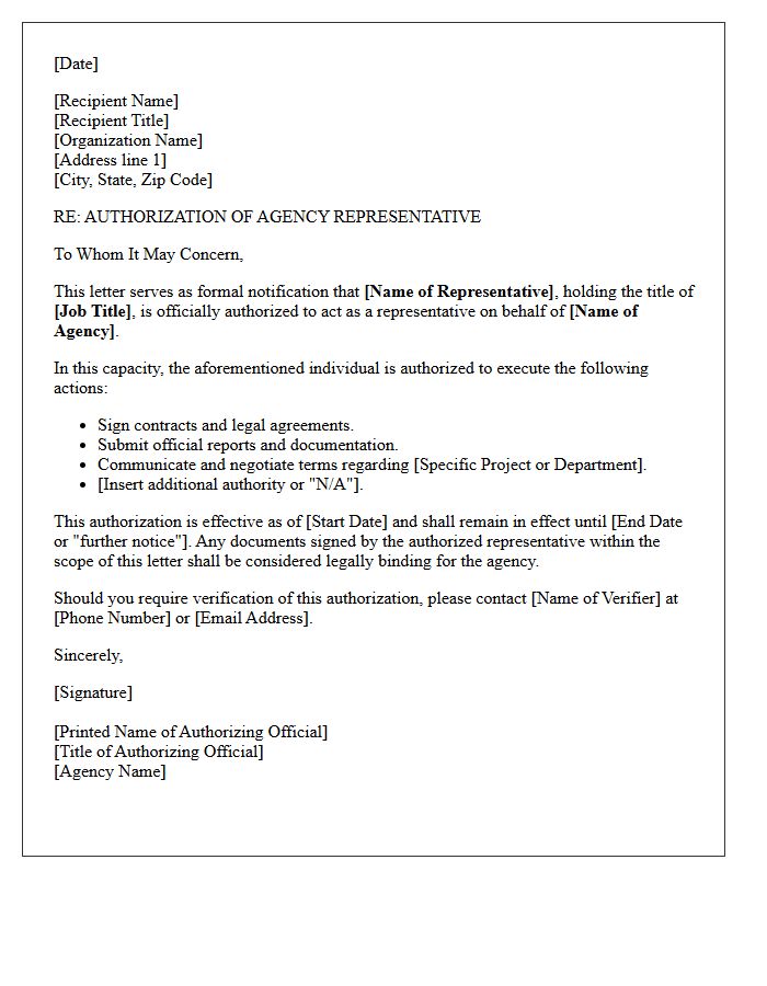 Authorized Agency Representative Signature
