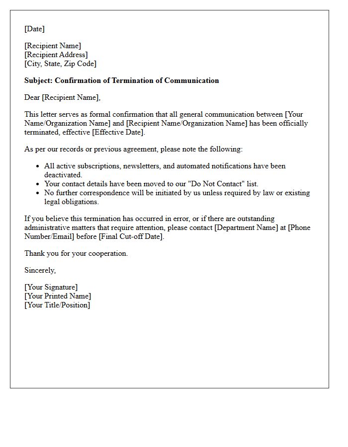 Confirmation of General Communication Termination