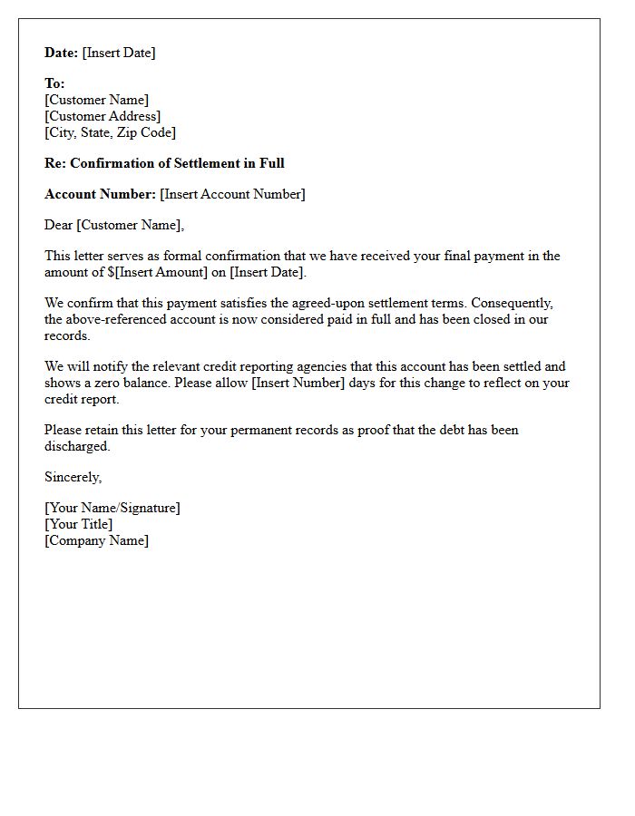 Confirmation of Settlement in Full Letter