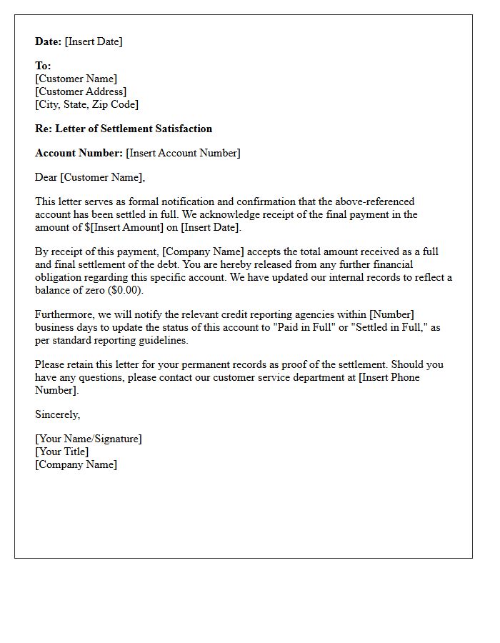 Satisfied Account Settlement Letter