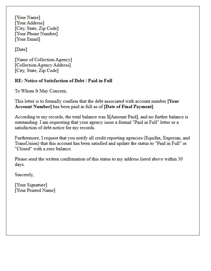 Collection Agency Paid In Full Letter