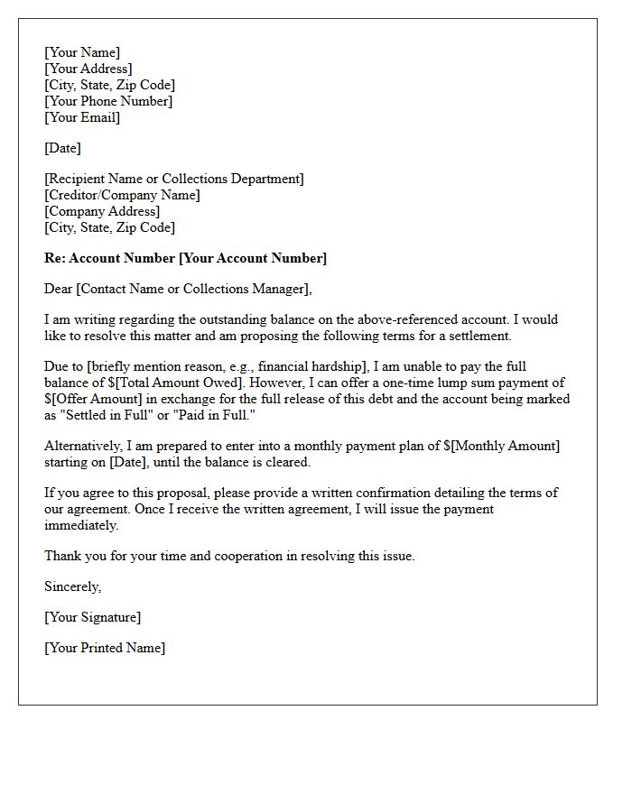 Outstanding Debt Resolution Letter