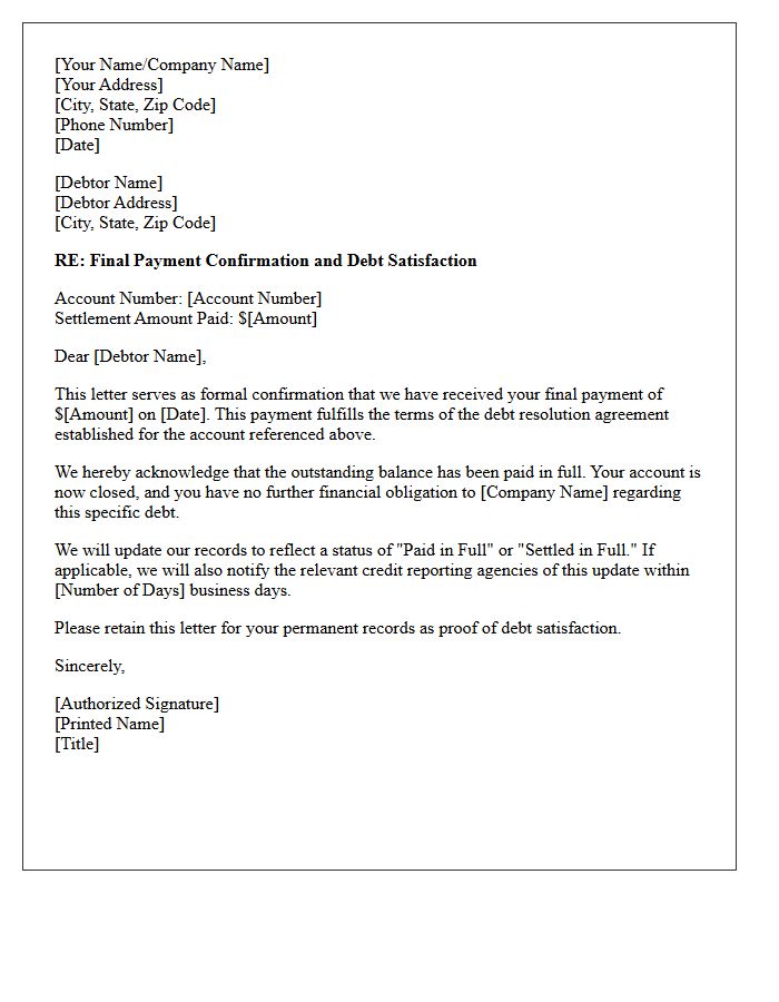 Final Payment Confirmation Letter for Debt Resolution