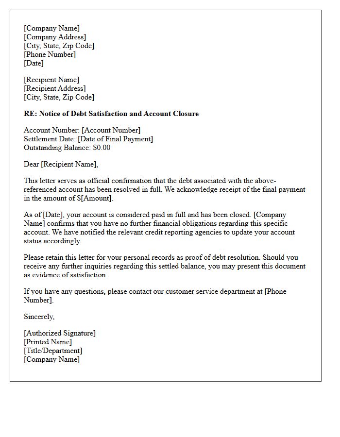 Official Letter Confirming Debt Resolution Status