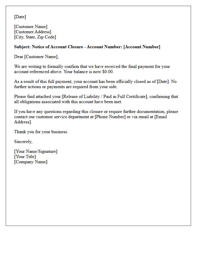 Notice of Account Closure Upon Full Payment Letter