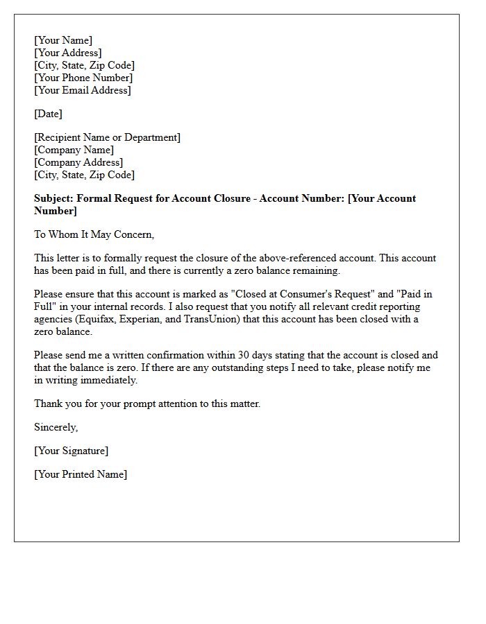 Paid in Full Account Closure Letter