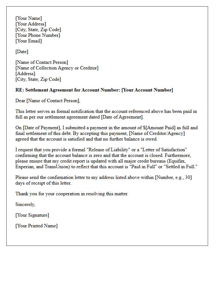 Account Paid In Full Settlement Letter