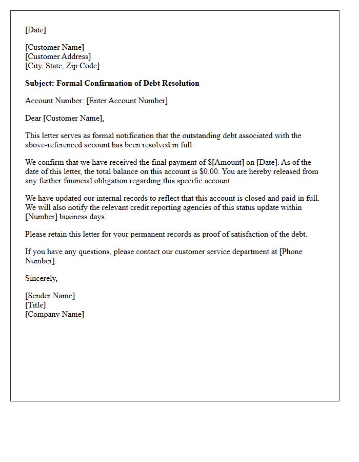 Debt Resolution Completion Letter