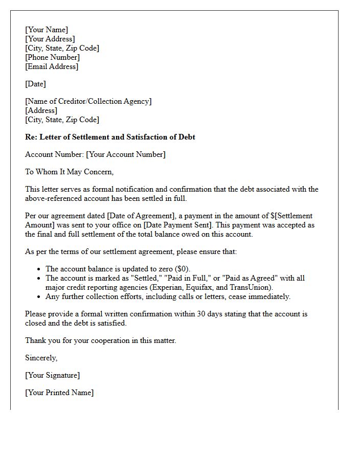 Settlement Paid In Full Letter