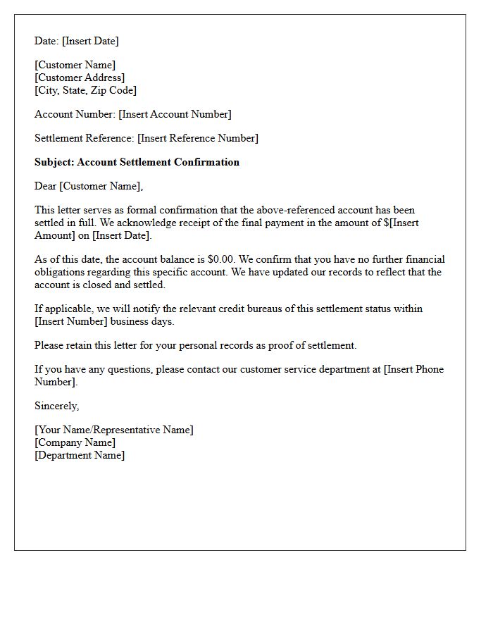Account Settlement Confirmation Letter