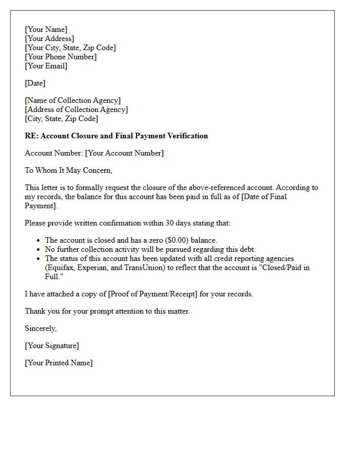 Collection Account Closure Letter