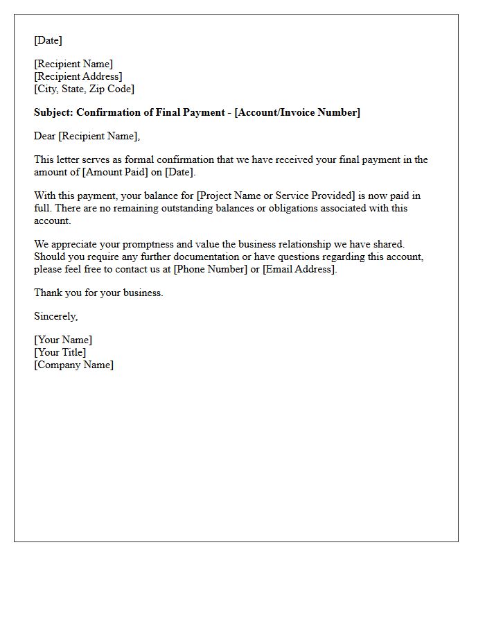 Final Payment Confirmation Letter