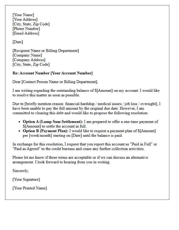 Outstanding Debt Resolution Letter