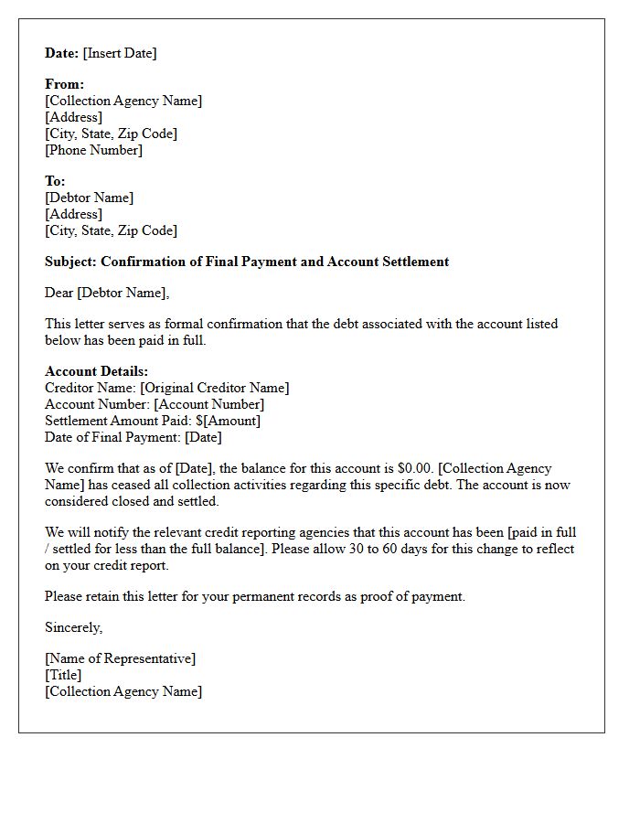 Paid Debt Collection Confirmation Letter