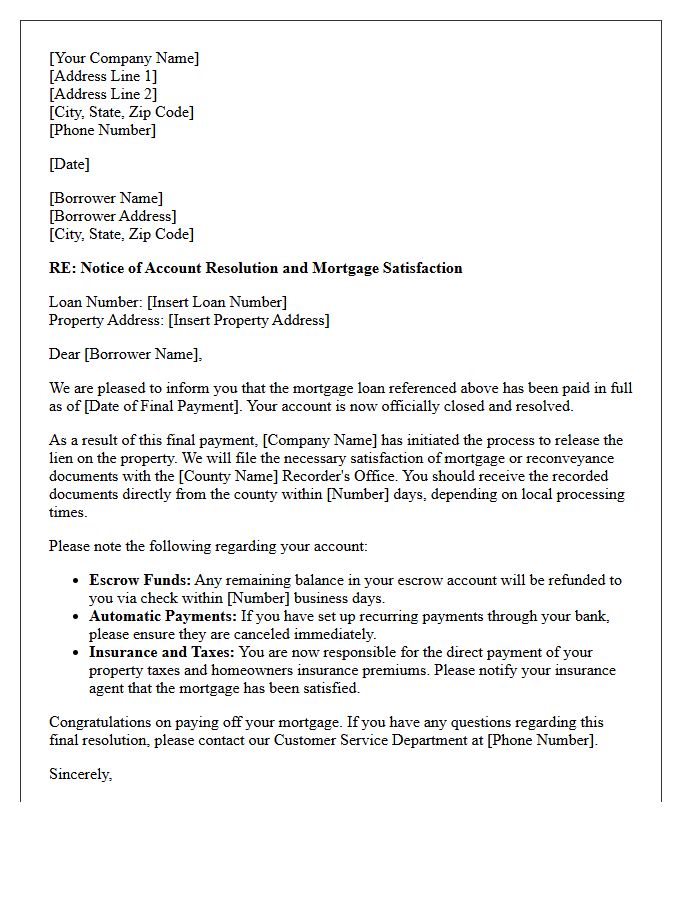 Account Resolution and Mortgage Paid Letter
