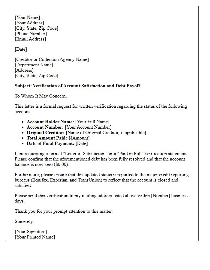 Resolved Debt Payoff Verification Letter