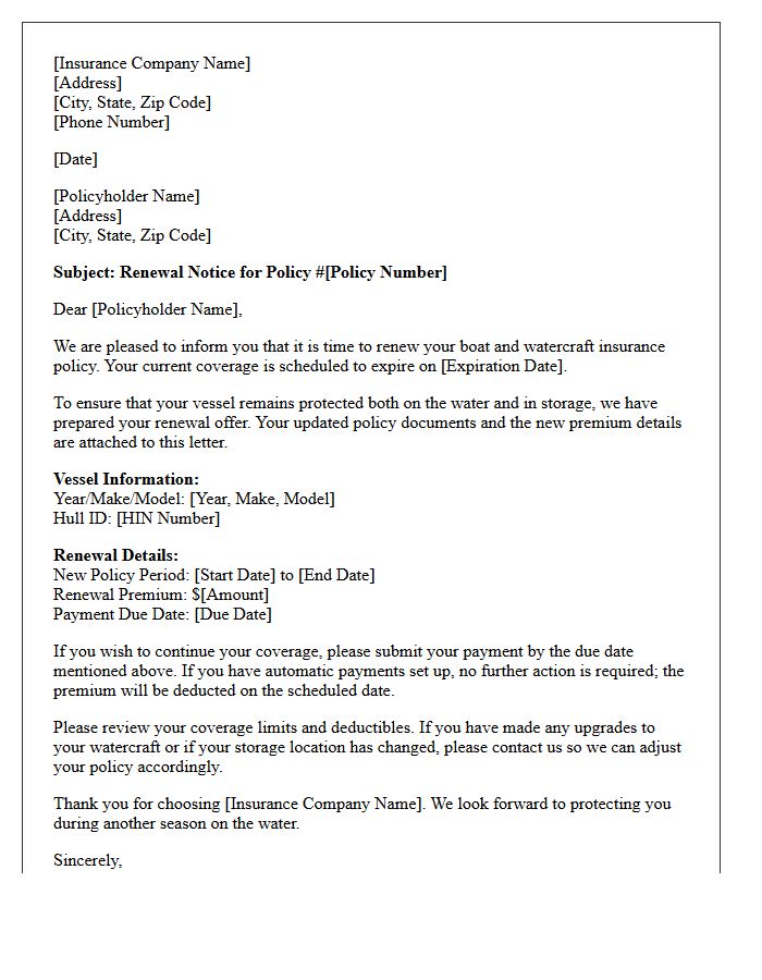 Standard Boat And Watercraft Policy Renewal Letter
