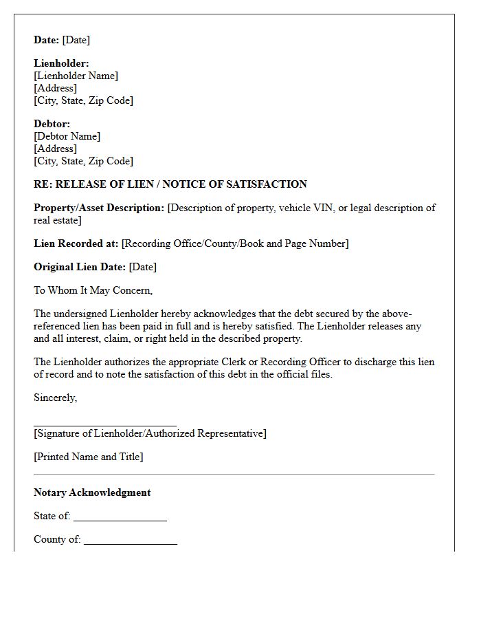 Lien Release Paid in Full Letter