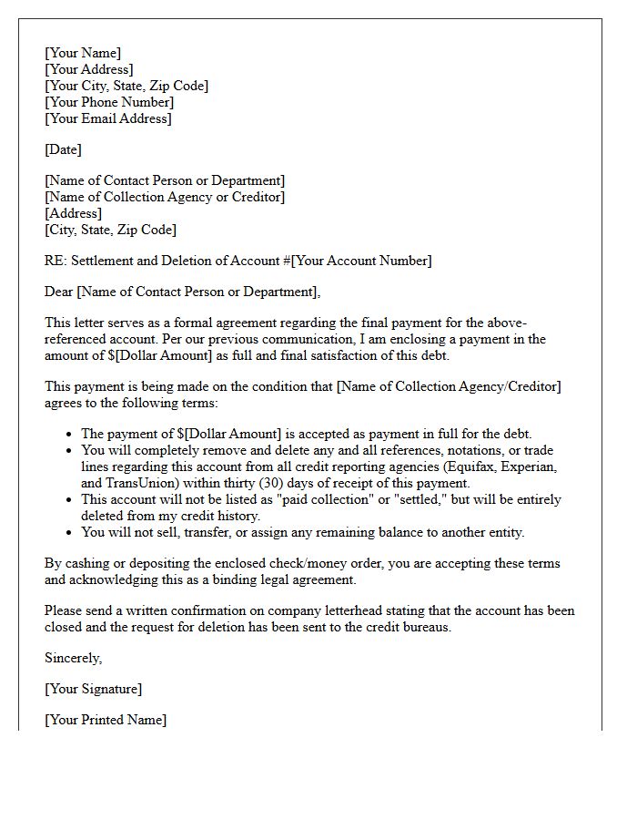 Final Payment Notice and Credit Report Deletion Letter