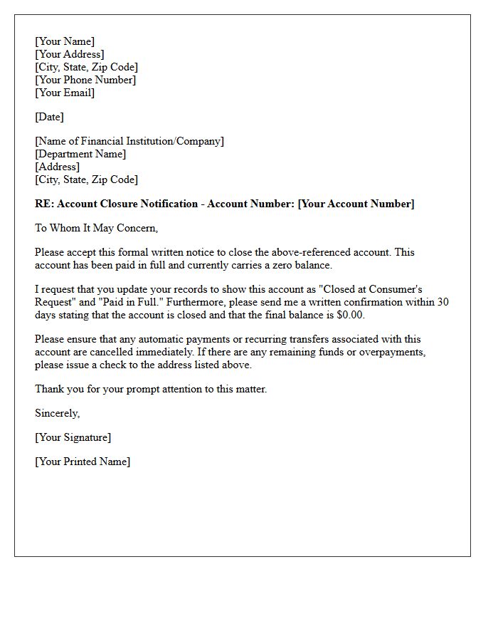 Account Paid in Full Closure Letter