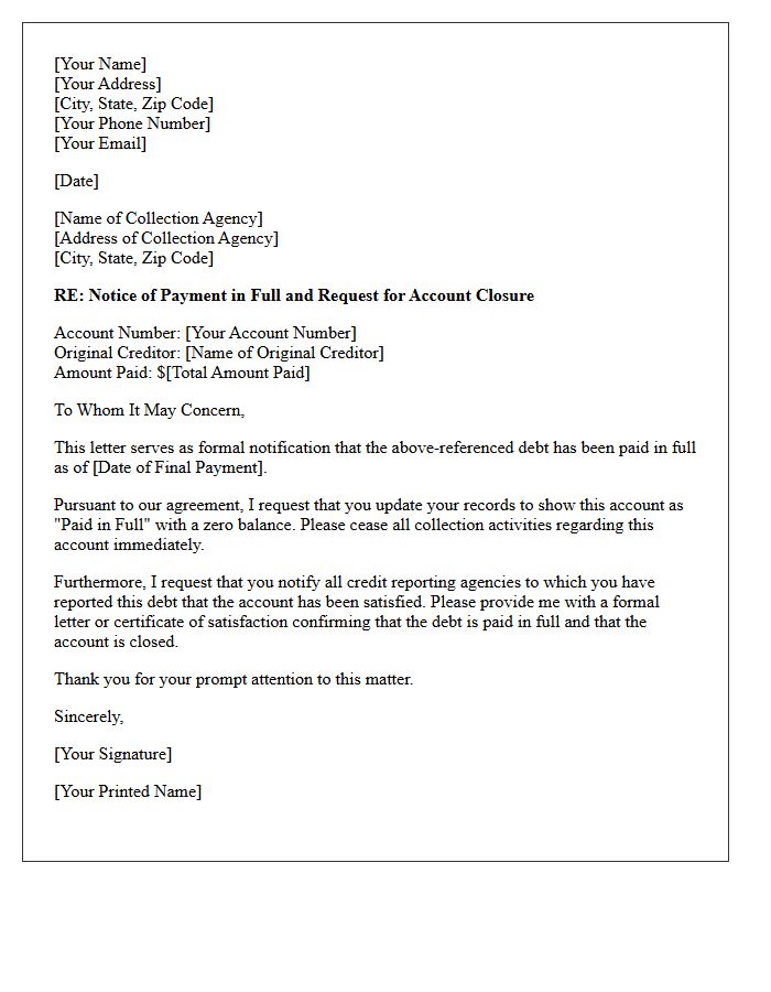 Debt Collection Paid in Full Letter