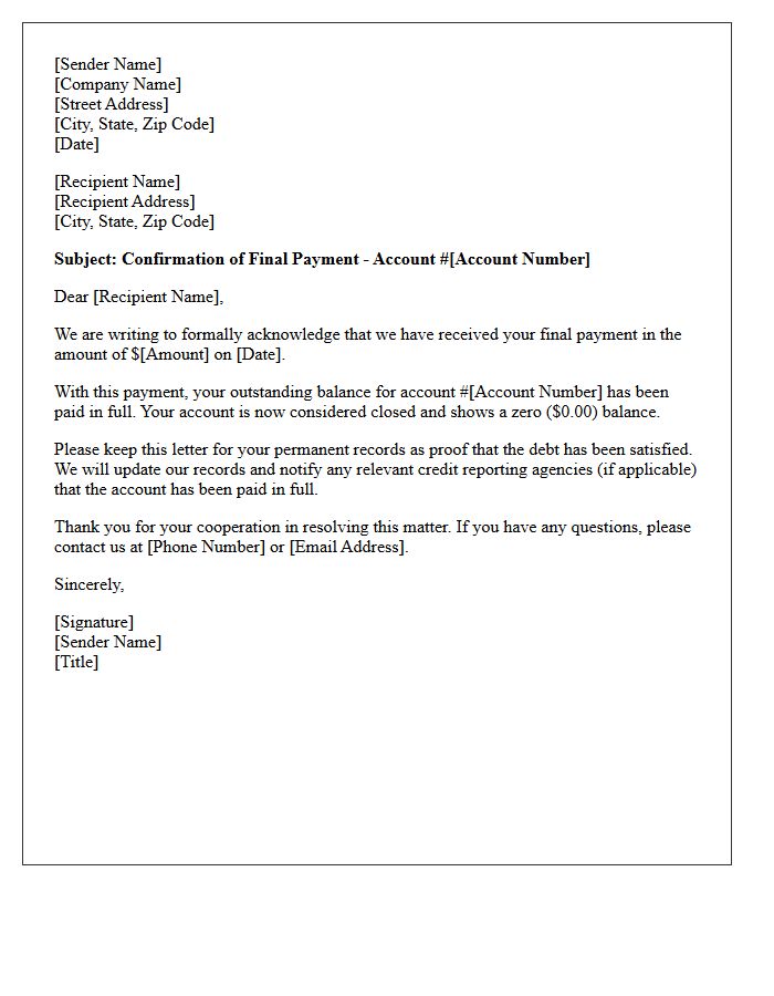 Outstanding Balance Paid in Full Letter