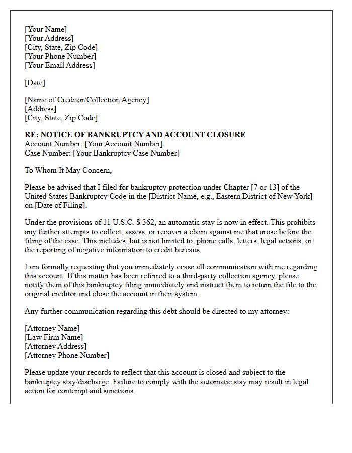 Bankruptcy Notice And Return To Original Creditor Closure Letter