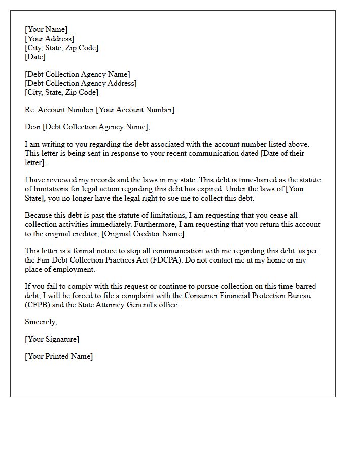 Expired Statute Of Limitations Return To Original Creditor Letter