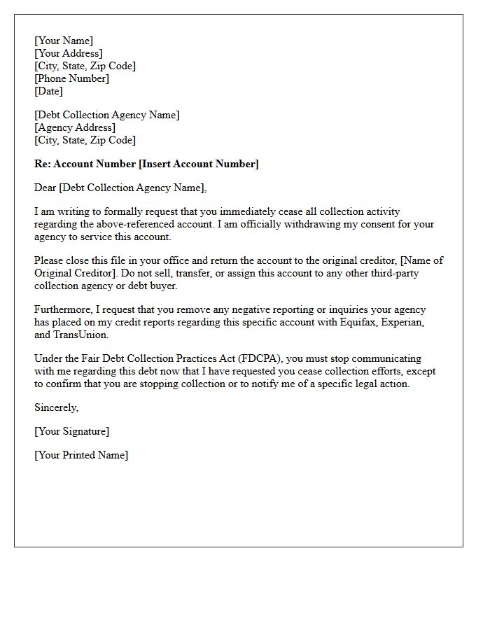 Standard Account Closure And Return To Original Creditor Letter