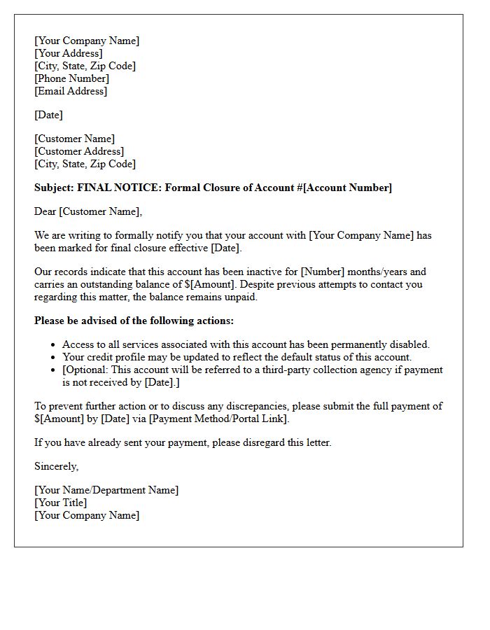 Aged Account Final Closure Letter