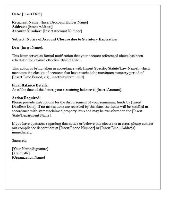 Statutory Expiration Account Closure Letter