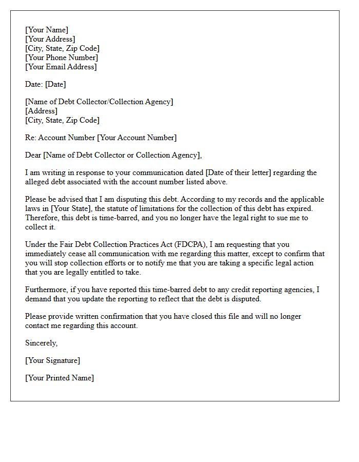Time-Barred Debt Closure Notice Letter
