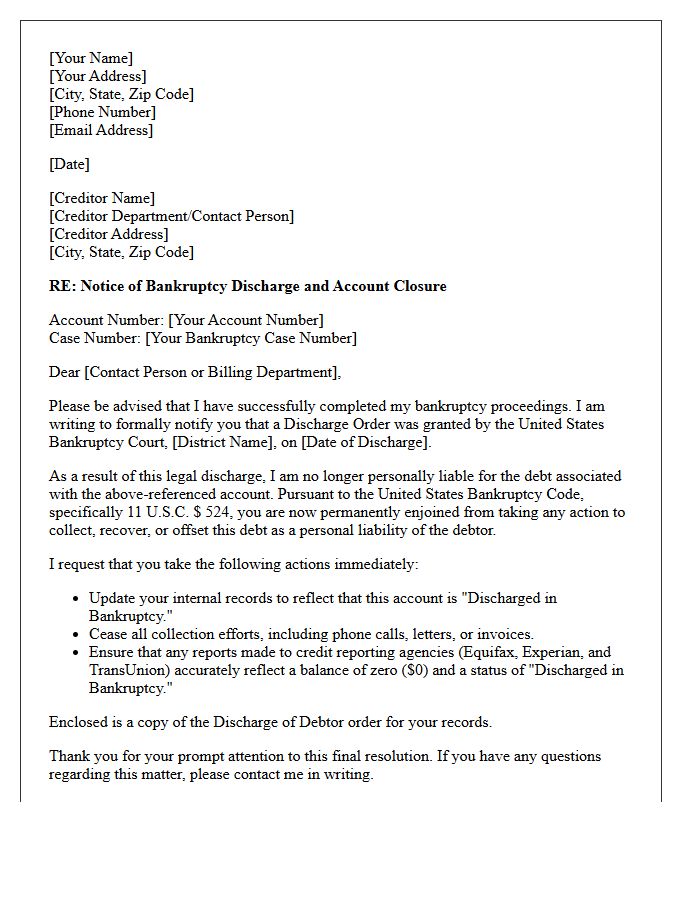 Final Resolution and Bankruptcy Discharge Closure Letter
